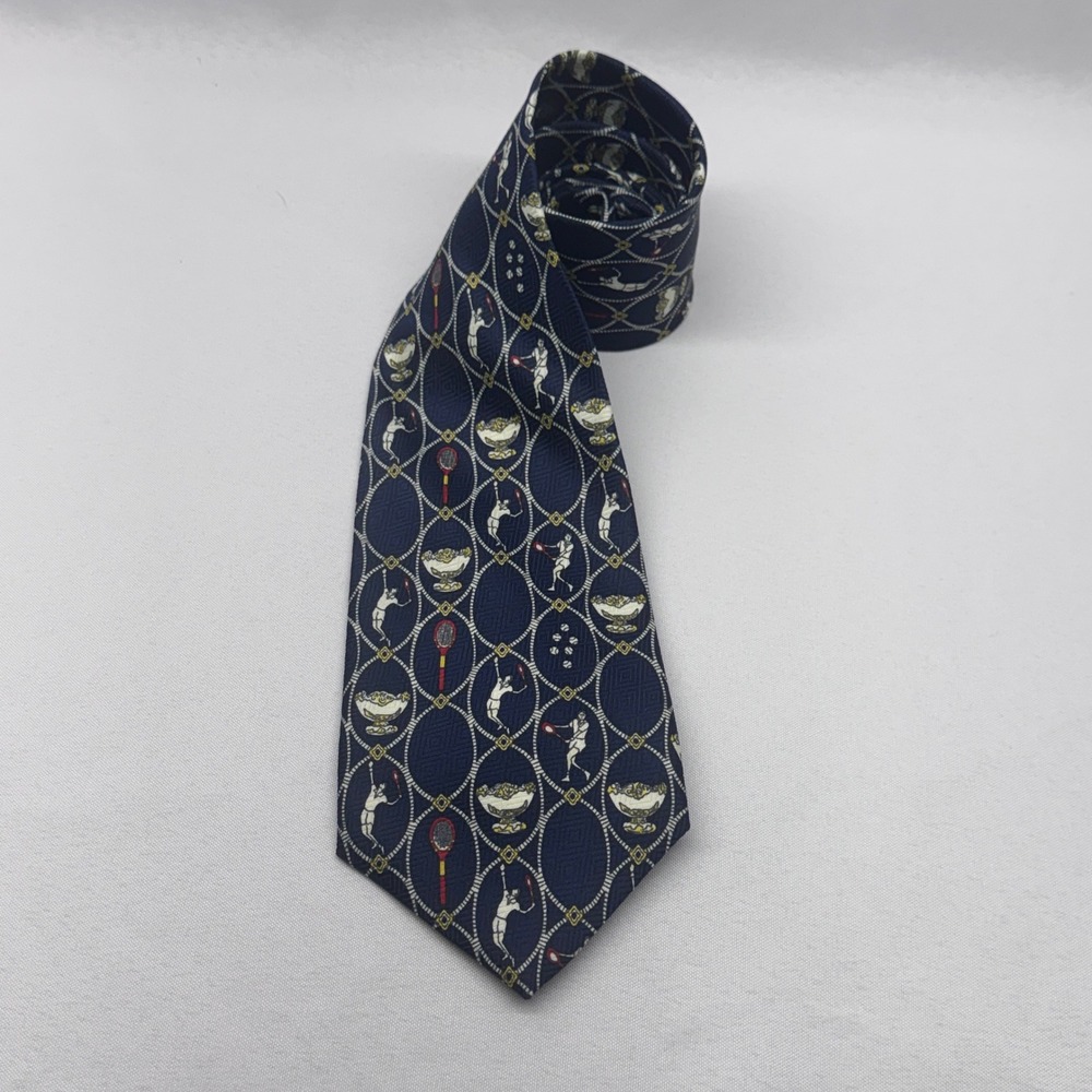 Marco Polo Necktie Mens One Size Navy Blue Tennis Novelty Preppy Tenniscore